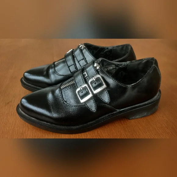 TUK Black Ankle Boots with Buckle Detail - Picture 4 of 4